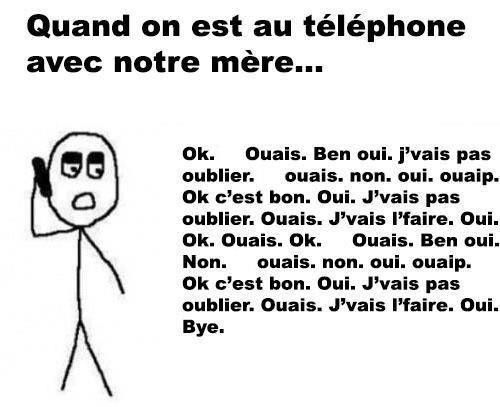 Au téléphone avec sa mère