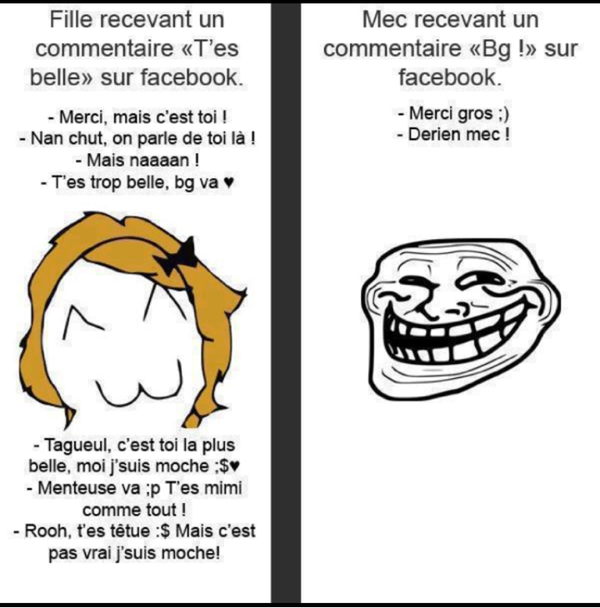 Homme vs Femme : commentaires variés sur Facebook