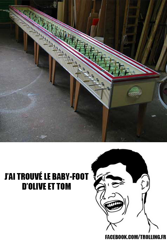 J'ai trouvé le baby foot d'Olive & Tom !