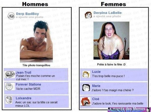 Homme vs Femme, photo de profil