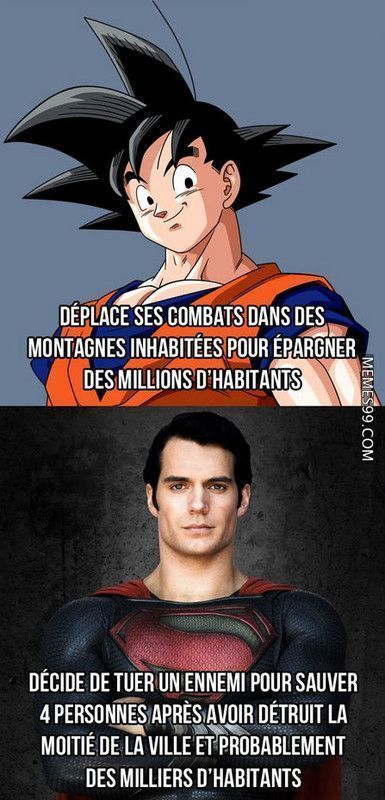 Qui est un super héros : Goku VS Superman