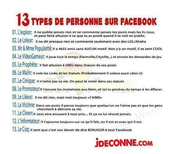 13 types de personne sur Facebook... Et toi qui es tu ?